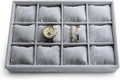 Oirlv Premium Velvet 12 Grid Jewelry Organizer Tray with Removable Pillow Watch Organizer Jewelry Tray Bracelet Bangle Watch Display Holder