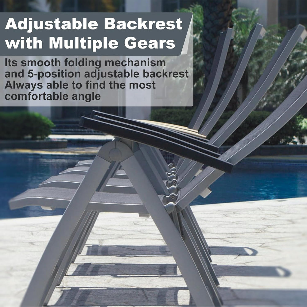 Folding Chair, Indoor & Outdoor Balcony, Patio Porch, Garden Lawn, Pool, ...