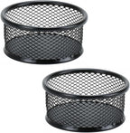 2Pcs Black Minimalist Metal Paper Clip Holder Mesh Paperclip Bowl Binder Clip Dispenser Desk Bobby Pin Container Organizer for Home Office Classroom School Desk Supplies Holders and Dispensers