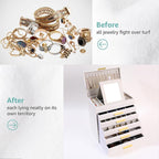 BOOVO Jewelry Box with Necklace Hanger – 6 layer Jewelry Organizer for Women with 5 Drawers, Large Jewelry Storage Boxes –Jewelry Organizers and Storage for Earrings, Necklaces (White, 6 layer)