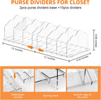 2 Pack Acrylic Handbag Organizer - 10 Adjustable Shelves for Closet & Cabinet, Clear Purse Display Stand for Women, Space-Saving Storage for Purses, Wallets & Accessories