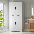 72" Fluted Kitchen Pantry Cabinet with 3 Slide-Out Drawers & 6 Adjustable Door Shelves, Triple-Fold Hinge, Magnetic Closure, Large Storage for Dining Room,Bathroom,Office,Entryway (White)