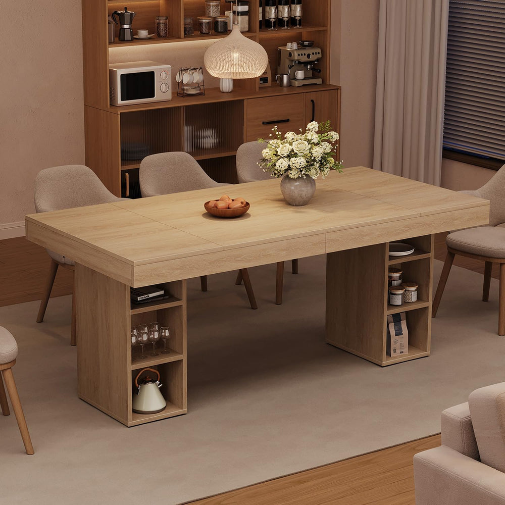 GAOMON 70.8" Wood Dining Table for 6-8 People, Large Kitchen Table with ...