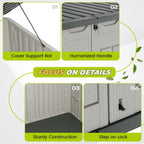 Amopatio Horizontal Outdoor Storage Shed, 34.5 Cu Resin Outdoor Storage Cabinet Waterproof, Outside Cabinet Weather Resistant for Trash Cans, Lawn Mower, Garden Tools, Patio Furniture, Light Grey