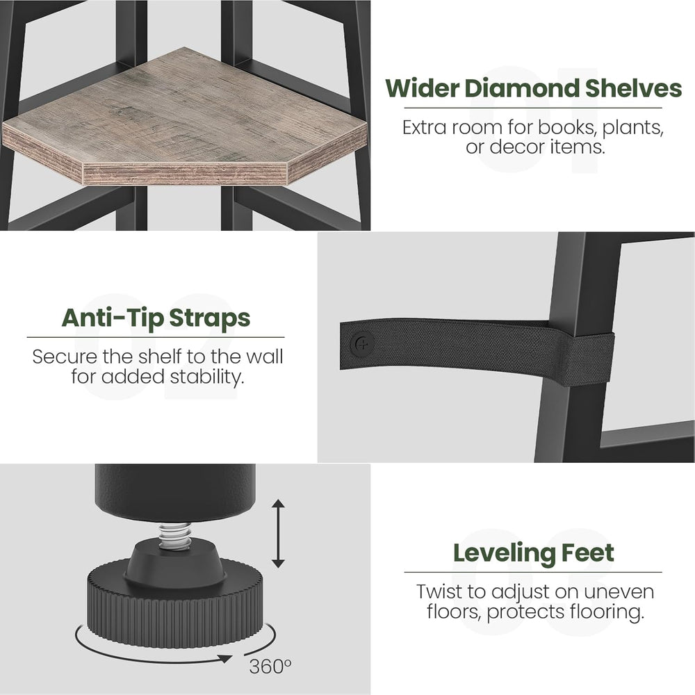 CHOEZON 70.1-Inch 5-Tier Tall Corner Shelf, Narrow Bookshelf for Small Spaces...
