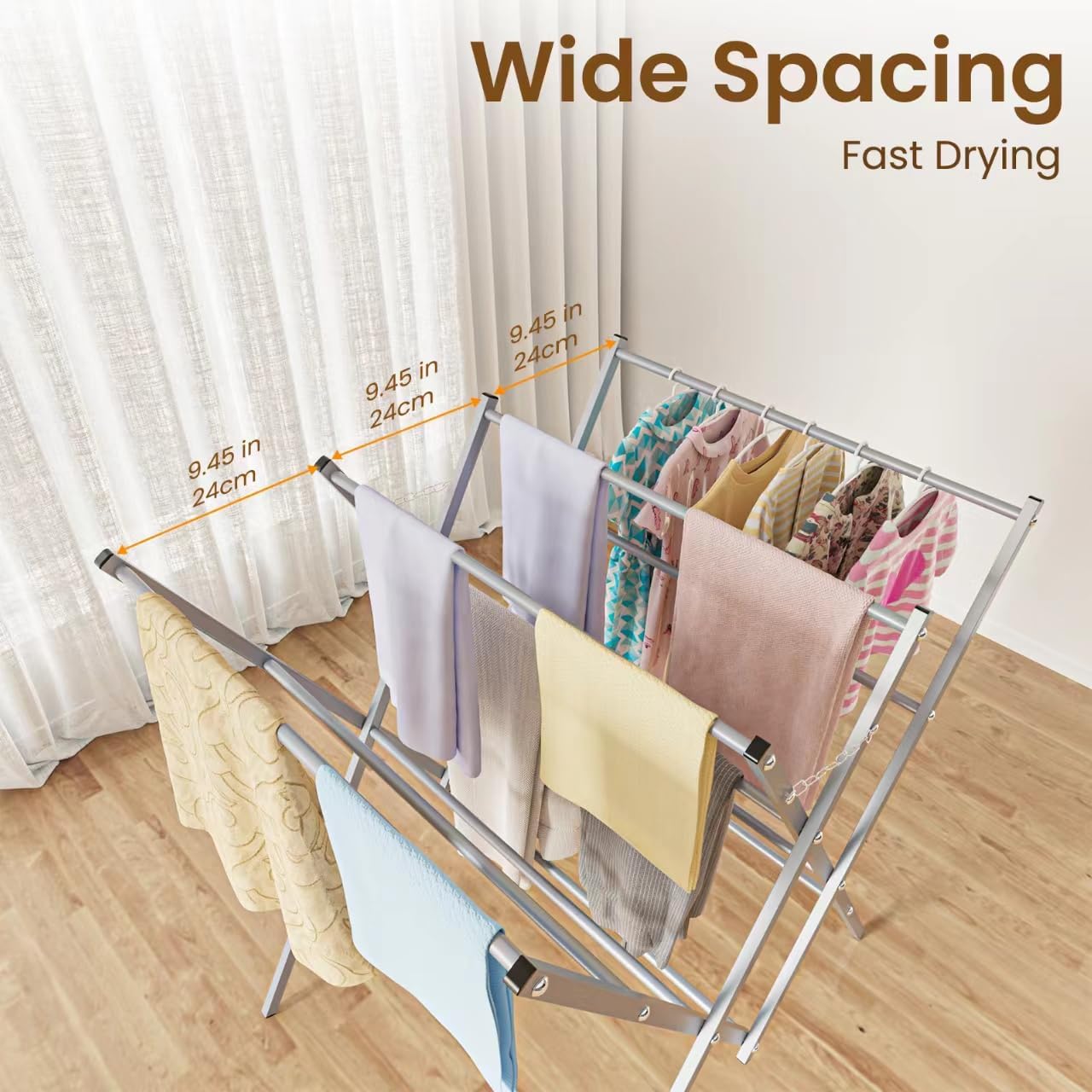 Whitmor Oversized Metal Drying Rack, Silver