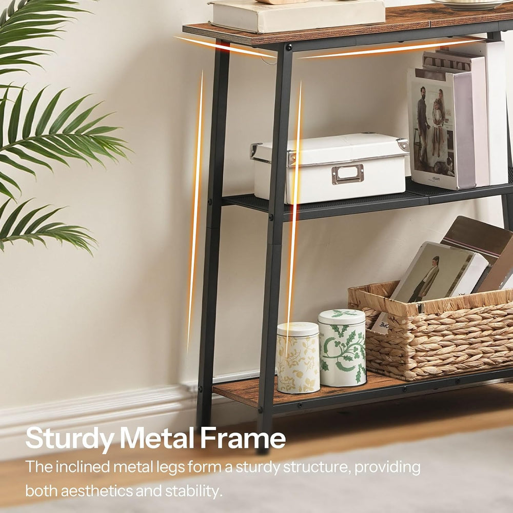 HOOBRO Narrow Console Table, 3-Tier Small Entryway Table with Storage Shelves...