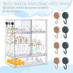 Baby Bottle Organizer with Hooks - 5 Pack Stackable Storage Drawer | Baby Bottle Organizers and Storage, Clear Acrylic Multipurpose Bottle Storage for Countertop