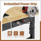 60" Adjustable Workbench with Wheels and Drawer, Rolling Work Bench Table with Power Outlet, Metal Tool Bench Work Bench for Garage, Large Load Capacity Garage Workbench for Workshop,Office,Home