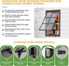 8x8 Shed with Floor, Heavy-Duty Plastic Resin Sheds & Outdoor Storage, Garden Tool Shed for Backyard, Patio, Bike Storage with Lockable Awning Windows & Reinforced Steel Frame（23-Gauage