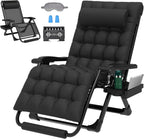 Oversized Zero Gravity Chair, 33In XXL 500LBS with Cushion | Anti Gravity Recliner Lounge Chair with Aluminum Alloy Lock & Footrest, 90-170° Adjustable, for Lawn Patio Indoor Outdoor