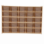 Contender 25 Tray Storage Cabinet with Translucent Trays, Fully Assembled, Wooden Organizer for Classroom, Daycare, or Home