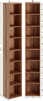 IRONCK Tall Narrow Bookshelf 8 Tiers 71in Set of 2, Compact Corner Bookcase | 4 Adjustable Shelves. Compact Corner-fit Design for Living Room, Office or Bedroom. Each Shelf Supports 28 lbs. Easy Setup.