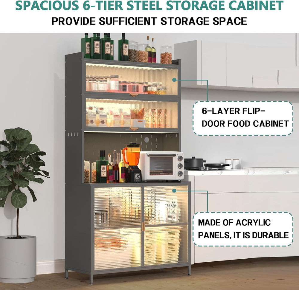 Anwick 73'' Tall Kitchen Pantry Storage Cabinet, Modern Buffet Cabine...