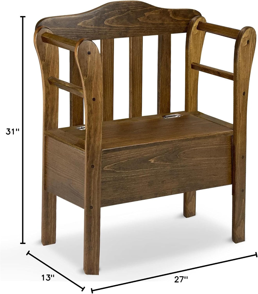 Peaceful Classics Bench with Storage - Small Wooden Storage Bench for Entrywa...