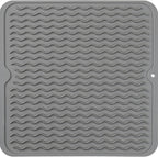Silicone Dish Drying Mat for Multiple Usage,Easy clean,Eco-friendly,Heat-resistant Silicone Mat for Kitchen Counter or Sink,Refrigerator or Drawer liner Grey M 12 inches x 12 inches