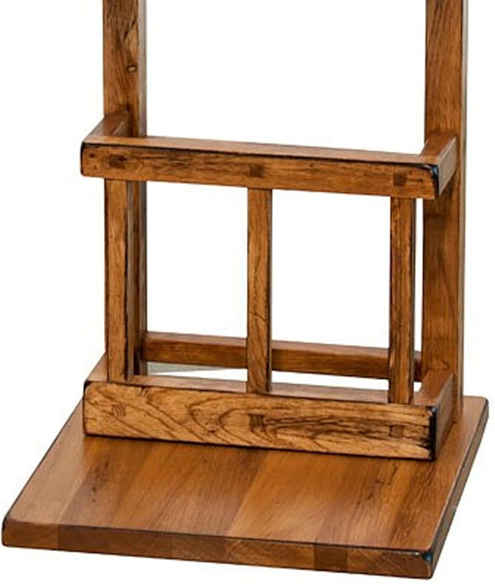 Benzara Marv Side Table with Magazine Rack- 13 Inch- Rustic Oak Finish Wood