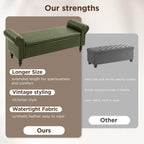 FiveWillowise 64” Storage Benches, End of Bed Bench with Storage,Dark Green | Large Upholstered Storage Ottoman with Tufted, Faux Leather Window Bench with Nailhead Trim for Bedroom, Entryway, Closet