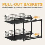 Under Sink Organizer, 2-Tier Pull Out Cabinet Organizer, Adjustable Height Bathroom Organizer and Storage, Spice Rack for Kitchen, Sliding Drawers Shelves 13.8×11×15.8 Inch (1 Pack)