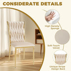 51'' Glass Dining Table Set for 4, Modern Rectangular Dining Room Table with Gold Metal Legs & 4 Upholstered Velvet Dining Chairs, Space-Saving Kitchen Table Set for Small Spaces, Apartment(Beige)