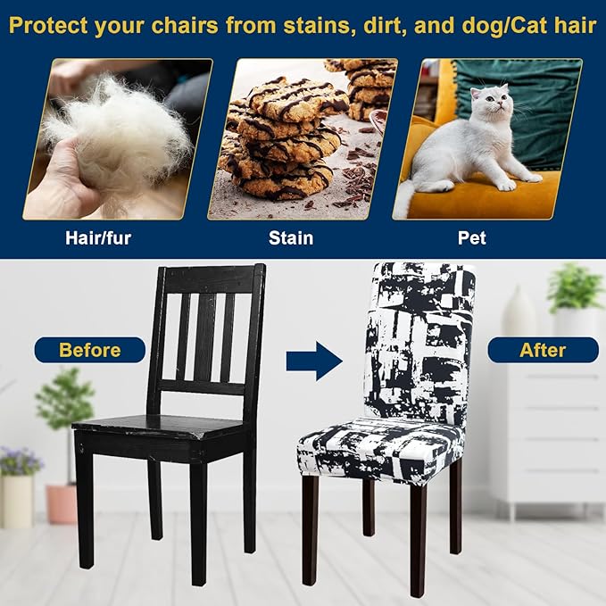 Chair Covers, Stretch Kitchen Chair Covers/Dining Chair Covers for Dining Room 8 Pack, Removable Washable Dining Chair Slipcovers for Home, Hotel, Banquet