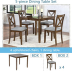 LUMISOL Dining Table Set for 4, Farmhouse Kitchen Table Set with 4 Upholstered Chairs, Wood Table and Chairs Set for Living Room, Kitchen, Dining Room, Walnut