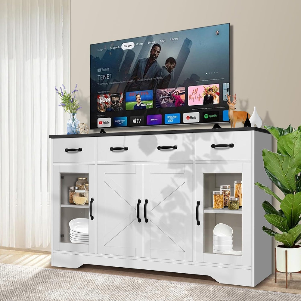 Homdox 55" Buffet Cabinet with Storage, Modern Farmhouse Sideboard with ...