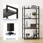 NUMENN 4 Tier Small Bookshelf, Industrial Bookcase Shelf Storage Organizer, Modern Book Shelf for Bedroom, Living Room and Home Office, Black