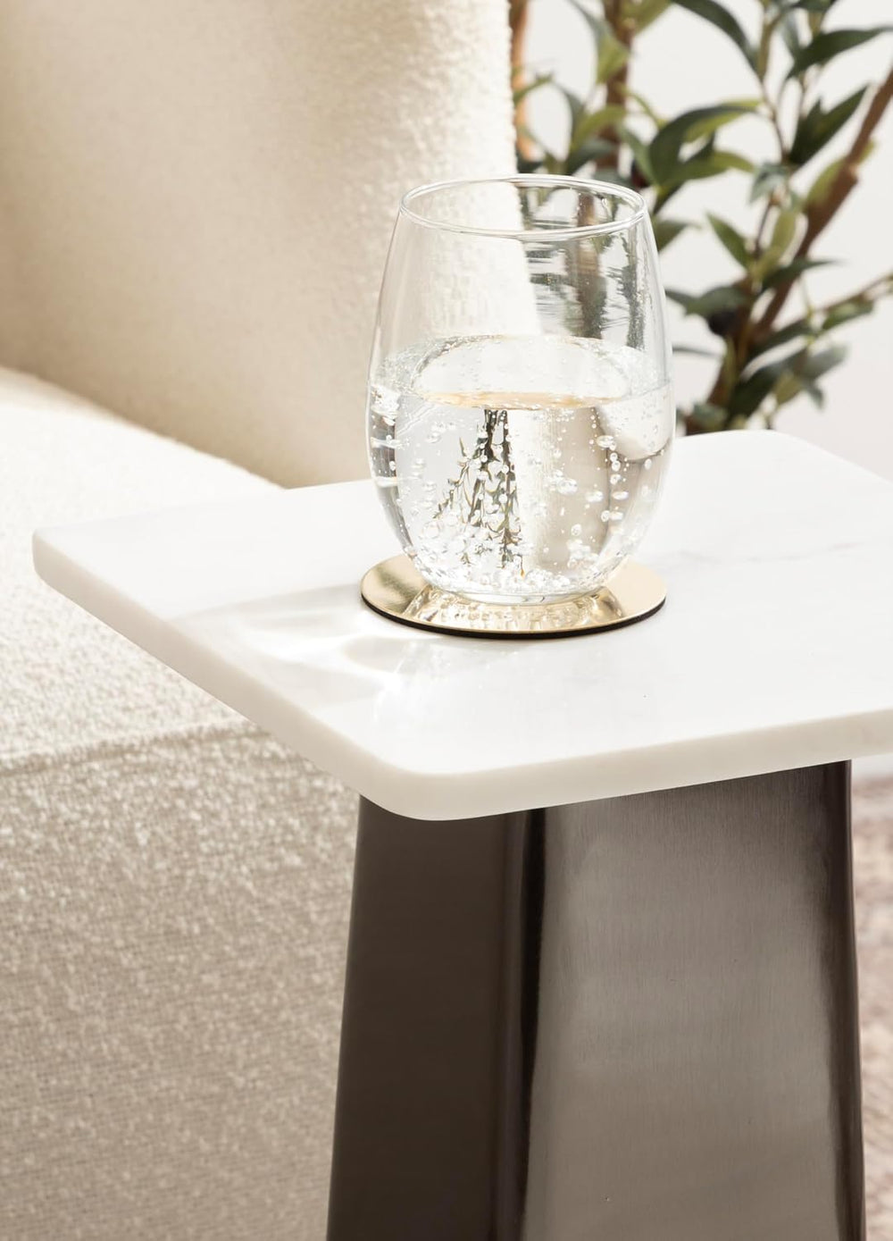 Kate and Laurel Quinley Modern Square Marble Drink Table, 10 x 10 x 22, White...