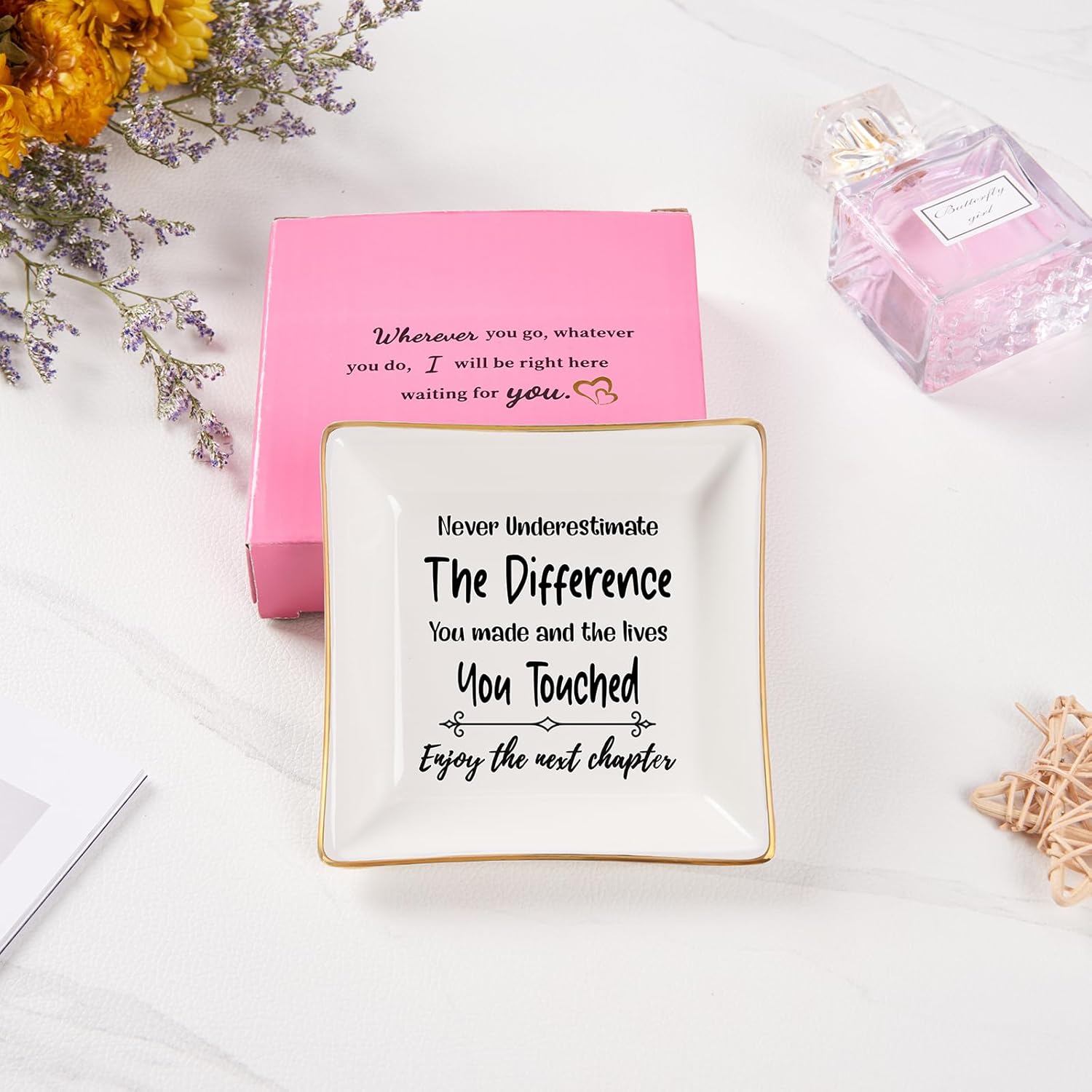 Spegiffu Retirement Gifts for Women Coworker Leaving Gifts Going Away Gift Retirement Gift Jewelry Dish for Friends Retired Teachers Nurses Doctor Boss Goodbye Farewell Gifts for Coworkers New Job