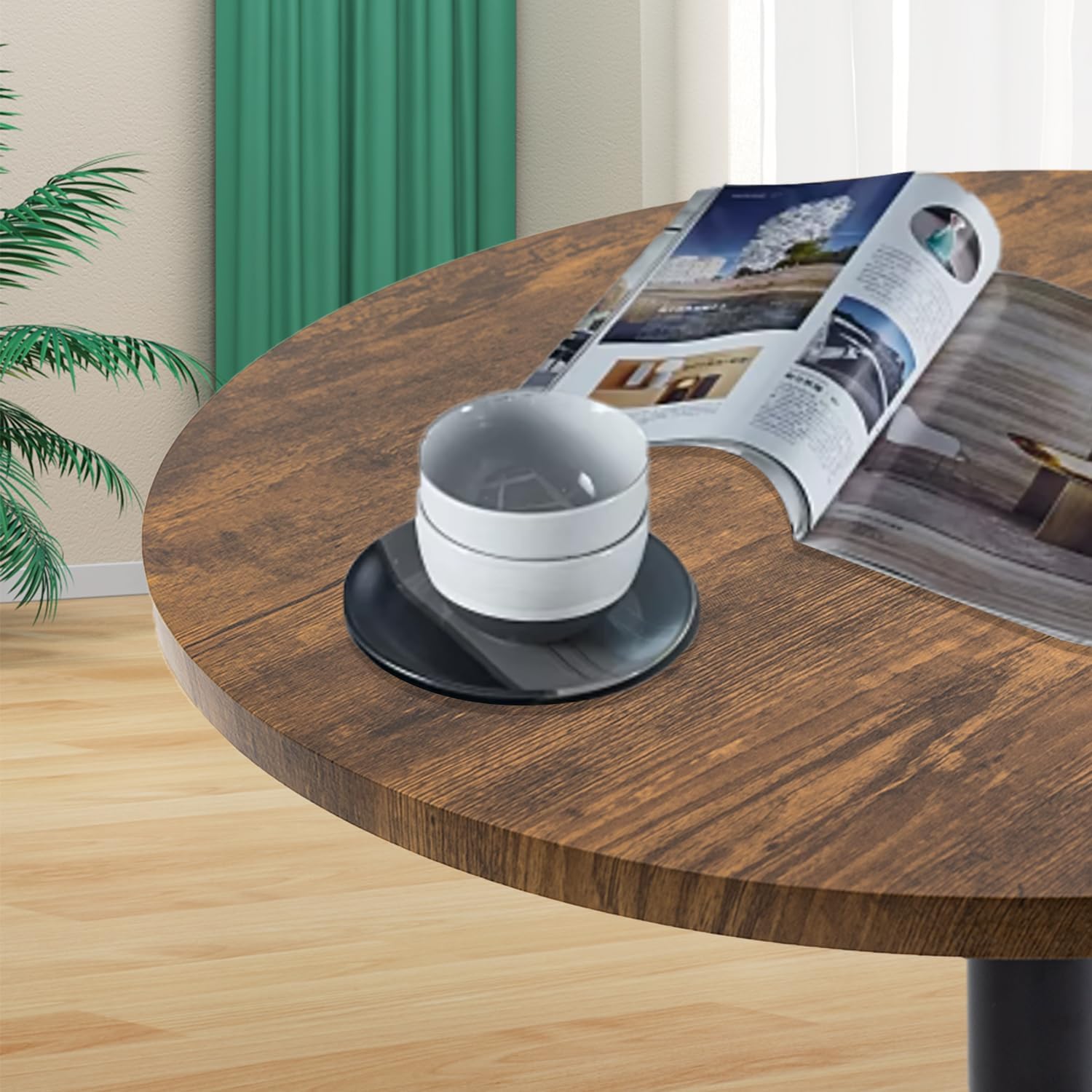 Round Bar Table Height Adjustable with MDF Top, 23.6 i n Modern Cocktail Bar Table with 360 Swivel for Suitable for Small Space, Kitchen, Dining Room, Restaurant Brown