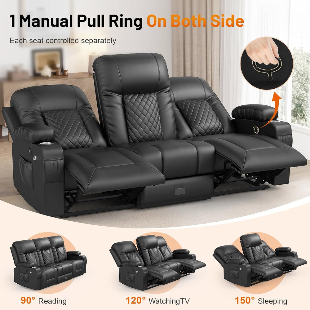 FURNIMAT Loveseat Recliner Sofa, Modern Dual Reclining Sofa with Flip Back Co...