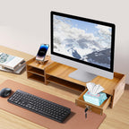 Wood Computer Monitor Stand for Desk Monitor Riser with Drawers & Lock Monitor Stand Organizer Desk Storage Shelf Desk Accessories & Workspace Organizers for Home Office (1 Drawer)