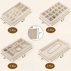 Elsjoy 8 Pack Velvet Jewelry Trays, Stackable Jewelry Organizer Trays for Drawers, Beige Jewelry Storage and Display Tray Inserts for Necklaces, Rings, Earrings