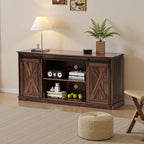 Sweetcrispy TV Stand for Televisions up to 65 Inch Farmhouse Entertainment Center with Storage Cabinets Sliding Barn Doors Modern Living Room Furniture Media Console Table for Bedroom, Brown