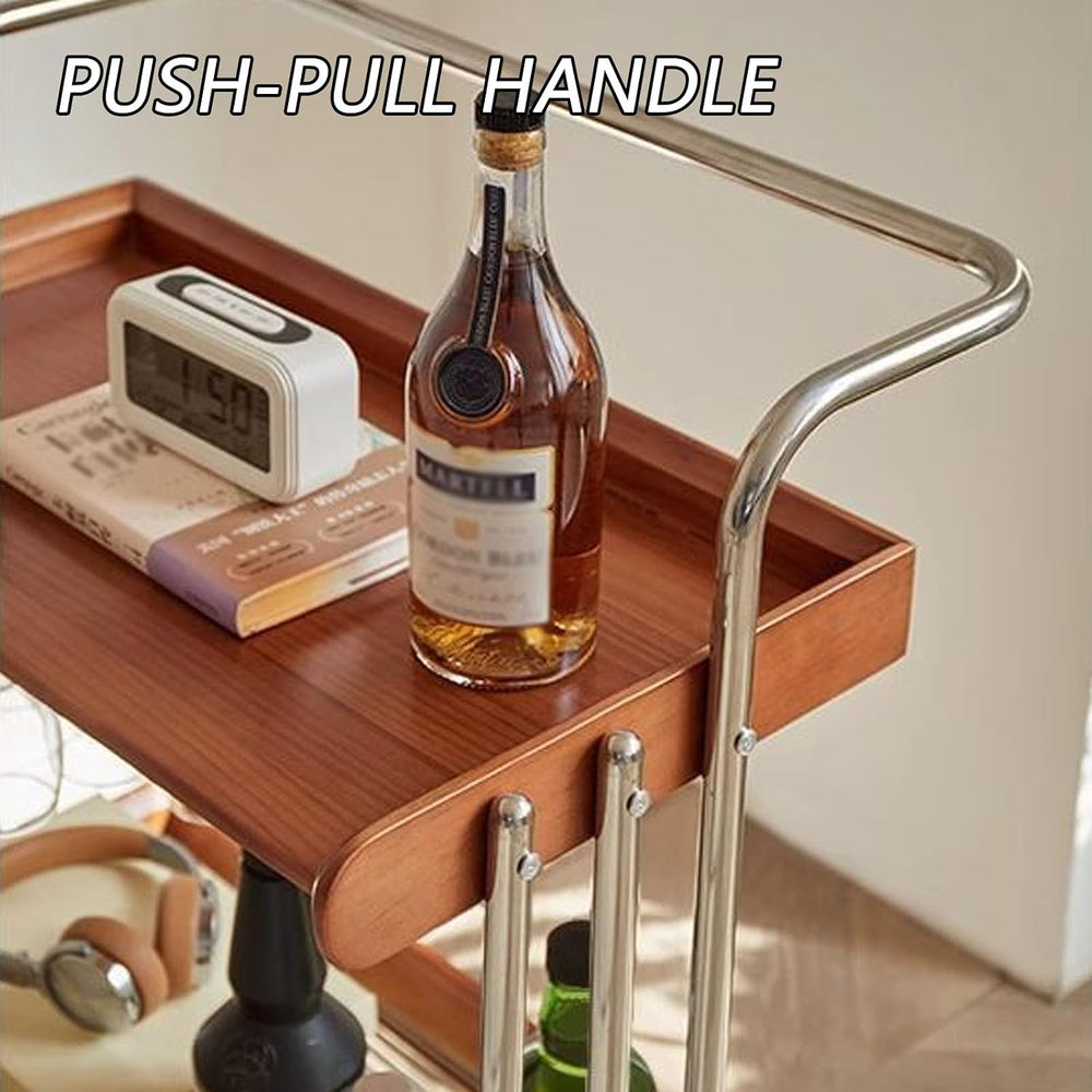 Solid Wood Tv Tray Side Tables with Tempered Glass and Metal Frame,Small Snac...
