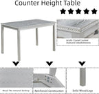 Dining Table Set for 4, 5-Piece Dining Room Table Set with Rectangular Crystal Decoration Table & 4 Upholstered Backrest Chairs, Counter Height Kitchen Sets with MDF Tabletop, Silver Gray