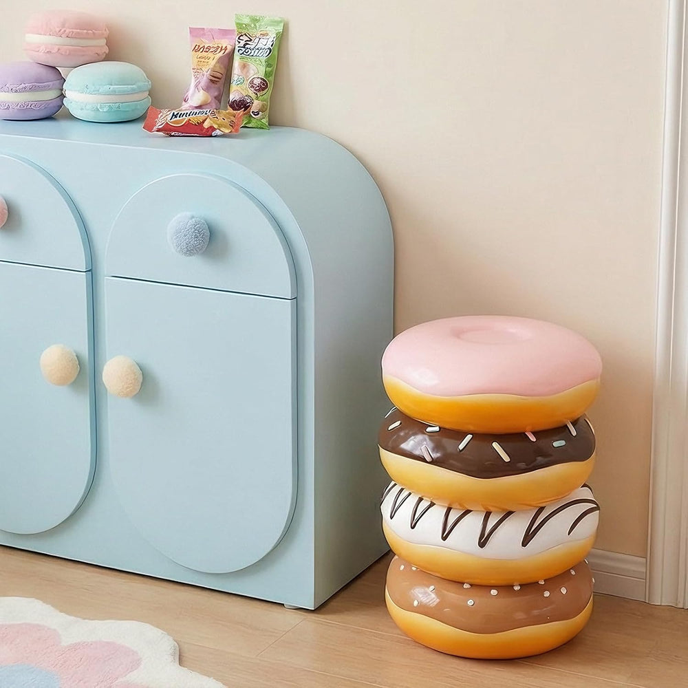 Cynkeyee Donut Shape Foot Stool - 18 Inch Doughnut Chair | Resin Simulated Fo...