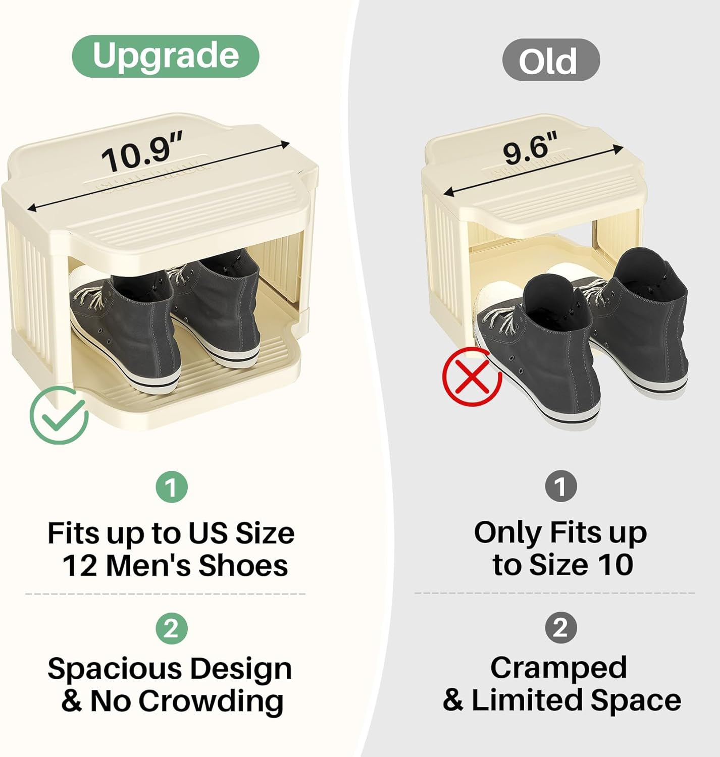 Kitstorack Vertical Shoe Rack: 5 Tiers Stackable Shoe Rack for Closet DIY Free Standing Shoe Organizer Small Shoe Shelf for Small Spaces and Narrow Spaces Plastic, White