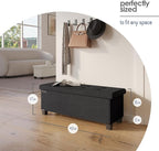 STORAGEBUD Storage Ottoman Bench with Bins, 43-in Storage Bench for Bedroom End of Bed, Folding Foot Rest Ottoman for Living Room Max 660lbs, Fabric Ottomans, Black