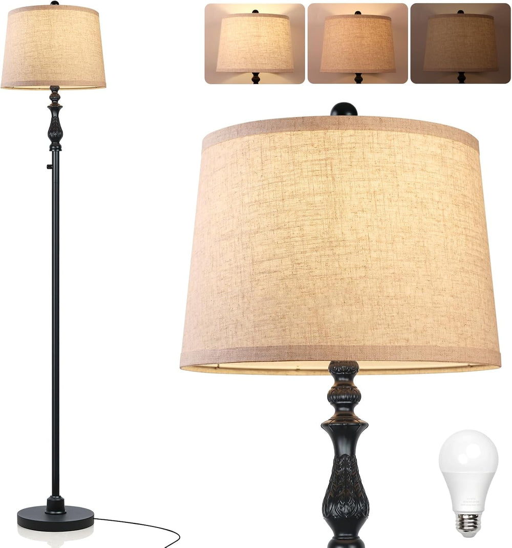 Vintage Black Floor Lamps for Living Room, 66" Tall Standing Lamp with R...