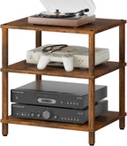 LELELINKY 3-Tier AV Media Player Stand, Brown Stereo Cabinet, Modern Stereo Cabine,Game Console Shelf,Wooden TV Stand,Multifunctional Entertainment Center, Suitable for Home, Conference Room