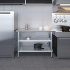 AmGood Stainless Steel Work Table with 2 Shelves | NSF | Metal Utility Table (48" Long x 24" Deep)
