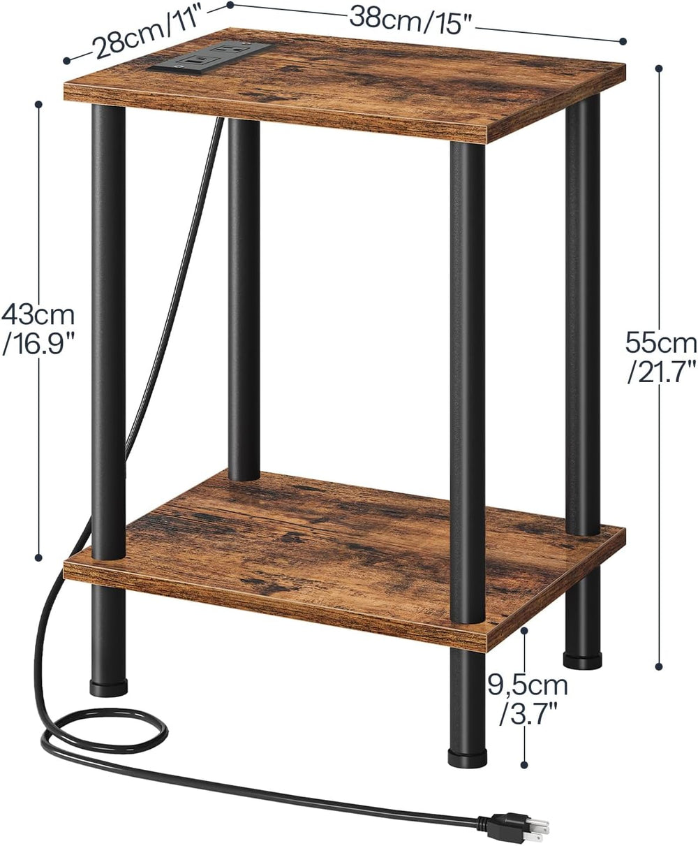 HOOBRO Side Table with Charging Station, Set of 2 End Tables with USB Port an...
