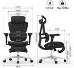 FLEXISPOT Sentinel Ergonomic Gaming Chair with 3-Year Warranty Dual-Wing Adaptive Lumbar 3D Armrests 120° 3-Position Recline Height-Adjustable Backrest Premium Computer Desk Chair for Home & Office