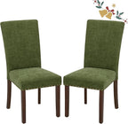 Parsons Dining Chairs Set of 2, Upholstered Nailhead Dining Room Kitchen Side Chair with Thick Cushions and Wood Legs, Green