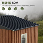 8x6 Ft Storage Shed, Large Outdoor Shed with Floor Base, Window, Lockable Doors, Outside Steel Shed for Garden, Backyard, Lawn, Patio Utility, Tool Storage