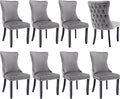 Modern Dining Chairs Set of 8, Upholstered Dining Chair with Full Back and Button Tufting, Grey Velvet Accent Chair, Sillas de Comedor, Kitchen & Dining Room Chairs (Gray, Velvet, 8Pcs)