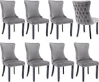 Modern Dining Chairs Set of 8, Upholstered Dining Chair with Full Back and Button Tufting, Grey Velvet Accent Chair, Sillas de Comedor, Kitchen & Dining Room Chairs (Gray, Velvet, 8Pcs)