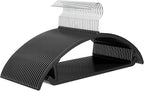 MIZGI Premium Plastic Hangers (Pack of 50) Heavyduty- Black No Shoulder Bump Suit Hangers - Space Saving Clothes,Rounded Hanger for Coat,Sweater,Jackets,Pants